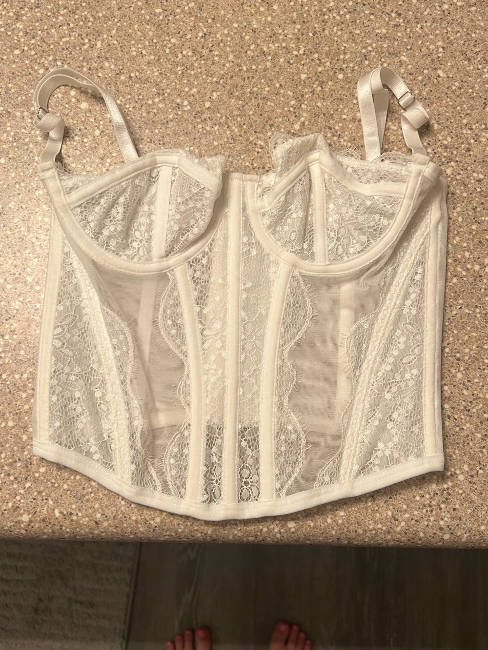 Amazon White Lace Longline Bustier Bra